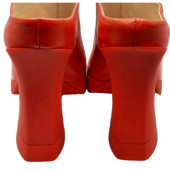 AGL ATTILIO GIUSTI LEOMBRUNI Red JANIS Slip-on Open Toe Mule Platform Heels 10 - Picture 11 of 16